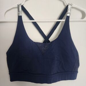 Aerie Dark Blue and Silver Sports Bra Athletic Workout Gym Size Medium